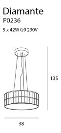 LAMPA WISZĄCA DIAMANTE MAŁA 38 cm