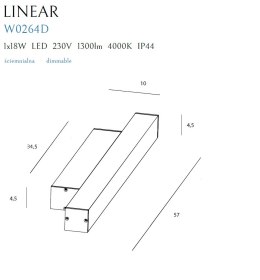 KINKIET LINEAR IP44 BLACK, 18W 4000K ŚCIEMNIALNY