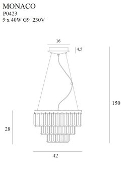 LAMPA WISZĄCA MONACO ZŁOTA Ø 42 cm