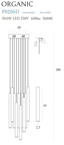 LAMPA WISZĄCA ORGANIC 10x CHROM MAŁA ŚCIEMNIALNA