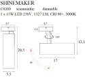 LAMPA SUFITOWA SHINEMAKER BIAŁA- ŚCIEMNIALNA