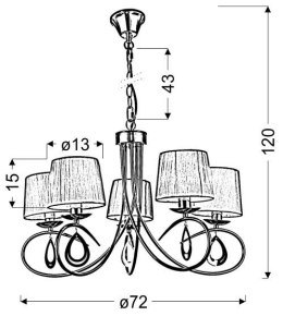 ARNIKA LAMPA WISZĄCA 5X40W E14 PATYNA / KREM