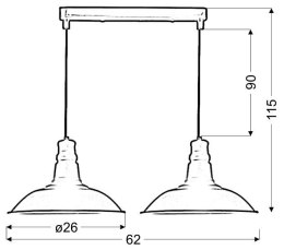 CONSUELA LAMPA WISZĄCA 2X60W E27 CZARNY