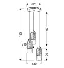 LIBANO LAMPA WISZĄCA 3X60W E27 OKRĄGŁY SREBRNY