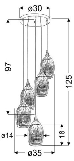 MARINA LAMPA WISZĄCA TALERZ 5X60W E27 ZŁOTY