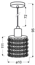 ROYAL LAMPA WISZĄCA 1X40W G9 CHROM+KRYSZTAŁKI CZARNE