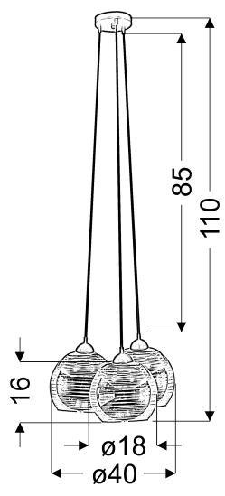 TRIO 2 LAMPA WISZĄCA 3X60W E27 CHROM