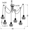 VERIN LAMPA WISZĄCA 6X60W E27 CZARNY / MIEDŹ