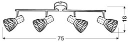 ANTICA LAMPA SUFITOWA LISTWA 4 X MAX 25W E14 CZARNY + DREWNO