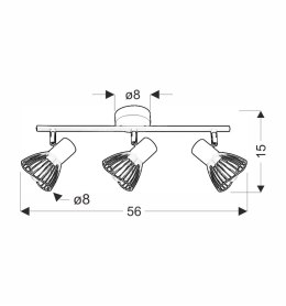 FLY LAMPA SUFITOWA LISTWA 3X40W E14 CZARNY/ZŁOTY