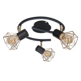 VERVE LAMPA SUFITOWA SPIRALA 3X40W E14 CZARNY ABAŻUR ZŁOTY