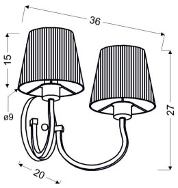 BOSTON LAMPA KINKIET 2X60W E27 BIAŁY