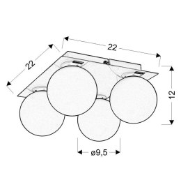 ETIUDA LAMPA SUFITOWA PLAFON POCZWÓRNY NIKIEL MAT 4XG9/40W 230V