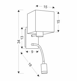 SYLWANA LAMPA KINKIET 1X40W E14 + LED Z WYŁĄCZNIKIEM CHROM / BIAŁY KWADRAT