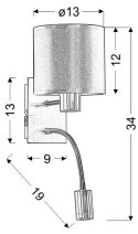 SYLWANA LAMPA KINKIET 1X40W E14 + LED Z WYŁĄCZNIKIEM SATYNA NIKIEL / BIAŁY