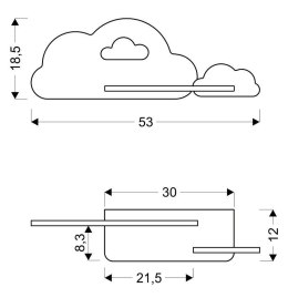 CLOUD LAMPA KINKIET ŚCIENNY 5W LED IQ KIDS Z PRZEWODEM Z WŁ. I WTYCZKĄ RÓŻOWY Z OTWOREM+BIAŁY