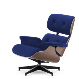 Fotel Lucera insp. Lounge Chair Velvet Granatowy (SWAN-08) Jasny orzech Czarna z chromowanymi grzbietami