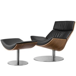 Fotel Bolzano Lounge Chair z podnóżkiem Jasny orzech Czarny