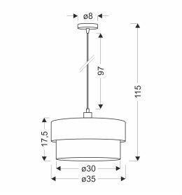 Arezzo lampa wisząca czarny 1x60W E27 abażur czarny+oliwkowy