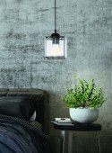 GLASSIA LAMPA WISZĄCA CZARNY 1X40 E27 KLOSZ CZARNY+KRYSZTAŁY BEZBARWNE