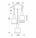 ISAR LAMPA WISZĄCA TALERZ CZARNY 3X40 E27 KLOSZ BURSZTYNOWY