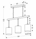 Izotto lampa wisząca biały 3x60W E27 abażur beżowy