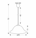 VERA LAMPA WISZĄCA ZŁOTY 1X60W E27 KLOSZ ALABASTROWY