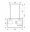 Zodiac lampa wisząca czarny 2x40W E27 klosz biały