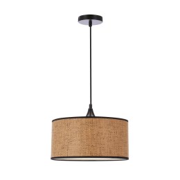 ANAKA LAMPA WISZĄCA CZARNY 1X40W E27 ABAŻUR PLECIONKA BEŻOWO-BRĄZOWA