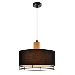 Ardi lampa sufitowa czarny+drewniany 1x40W E27 abażur czarny