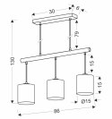 Combi lampa wisząca czarny 3x60W E27 abażur beżowy