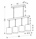 Combi lampa wisząca czarny 4x60W E27 abażur beżowy