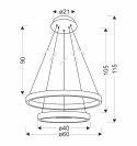 Hashim lampa wisząca 60+40cm złoty 22W+34W LED kryształki bezbarwne