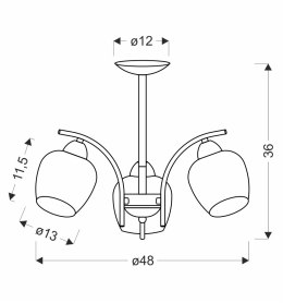 MERRA lampa wiszaca czarny 3x40W E27 klosz bursztynowy