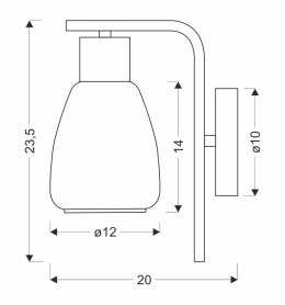 MOLDO lampa kinkiet 1x40W E27 klosz dymiony