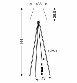 PLATINO lampa podłogowa czarny 1x40W E27 abażur miedziany