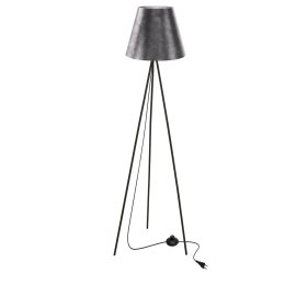 PLATINO lampa podłogowa czarny 1x40W E27 abażur srebrny