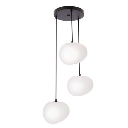 STONES lampa wisząca talerz czarny 20cm 3x40W E27 klosz biały