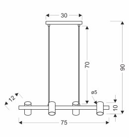 Xilo lampa sufitowa czarny+drewniany 4x25W GU10 klosz biały