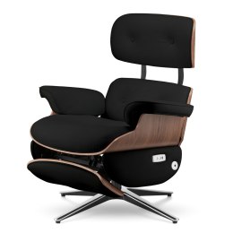 Fotel Elektryczny Lucera insp. Lounge Chair Czarna skóra Czarny