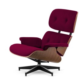 Fotel Lucera XL insp. Lounge Chair Velvet Bordowy (SWAN-14) Ciemny orzech