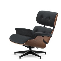 Fotel Lucera insp. Lounge Chair Velvet Ciemnoszary (SWAN-13) Ciemny orzech Czarna z chromowanymi grzbietami