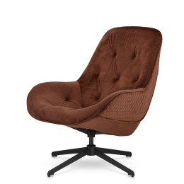 Fotel Colteno velvet obrotowy pikowany nowoczesny designerski do salonu Brązowy (5187-39)