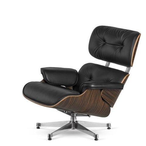 Fotel Lucera insp. Lounge Chair Czarna Skóra Ebony Chromowana