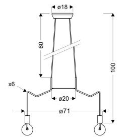 BASSO LAMPA WISZĄCA 6X40W E27 CZARNY MATOWY