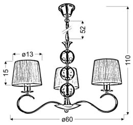 CLARA LAMPA WISZĄCA 3X40W E14 CHROM / BIAŁY