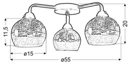 CROMINA GOLD LAMPA SUFITOWA 3X60W E27 CZARNY