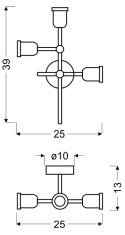 KIRIMU LAMPA SUFITOWA 3X60W E27 CZARNY