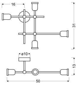 KIRIMU LAMPA SUFITOWA 4X60W E27 CZARNY