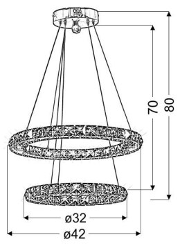 LORDS LAMPA WISZĄCA 42 OKRĄGŁY PODWÓJNY 24W LED CHROM